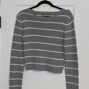 Grey and White Striped Sweater